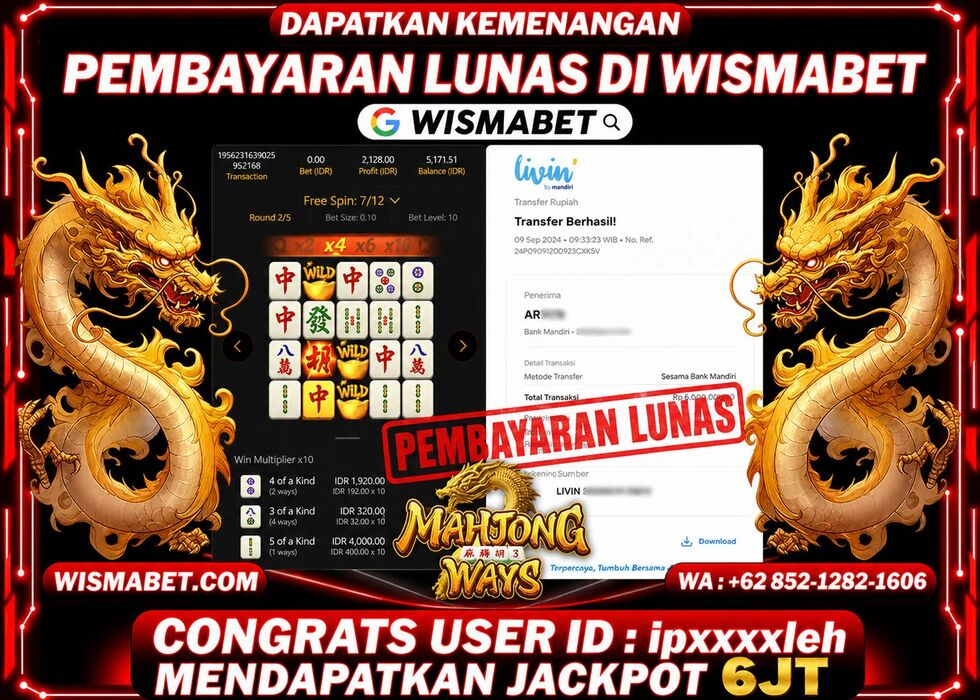 Wismabet - BUKTI KEMENANGAN Mahjong Ways Rp7,000,000,- LUNAS